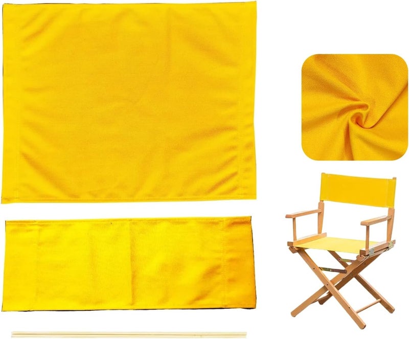 wonofa 1 Set Director Chair Canvas Replacement with Wood Stick,21.2" L x 16.1" W Portable Replacement Cover Canvas for Directors Chair,Casual Home Director Chair Replacement Canvas (Yellow) - Image 1
